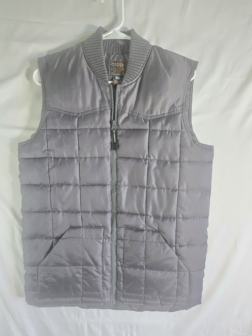 Roper Men's Quilted Vest in Gray